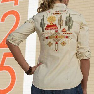 Ryan Michael Embroidered Sunrise Top L1010